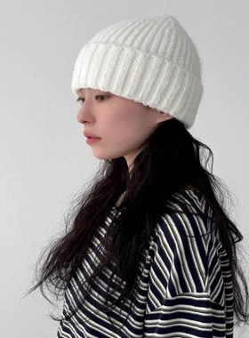 韩国代购25F/W snow golgi beanie 竖纹针织冷帽 筒帽