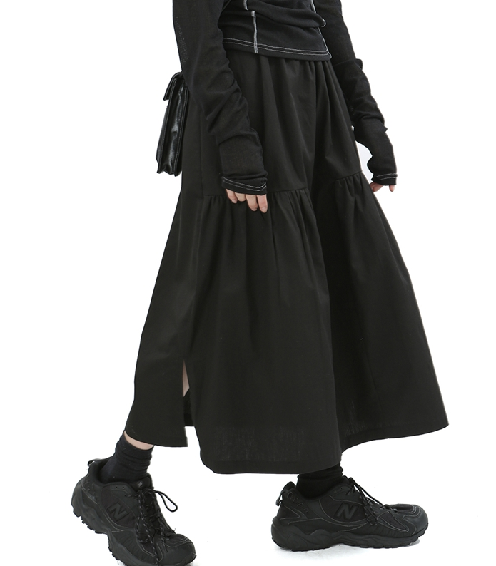 韩国代购20SS CASUAL SHIRRING LONG SKIRT