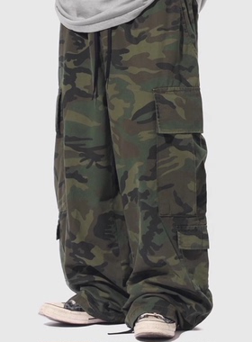 韩国代购24F/W Double Cargo Camo Pants  迷彩多口袋工装裤