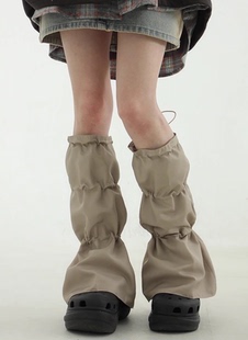 韩国代购24A/W paper shirring boot-cut leg warmer 多抽绳腿套