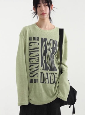 韩国代购24A/W DAZE painted golgi knit tee  字母印花针织衫