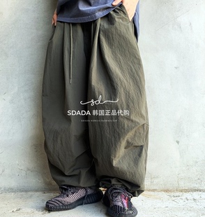 韩国代购21S/S NYLON WIDE BALLOON PANTS 宽松尼龙长裤 男女