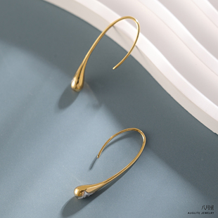 鲁珀特之泪 坚如磐石定情浪漫表白礼物钻石白蓝宝耳钩18K金耳环女