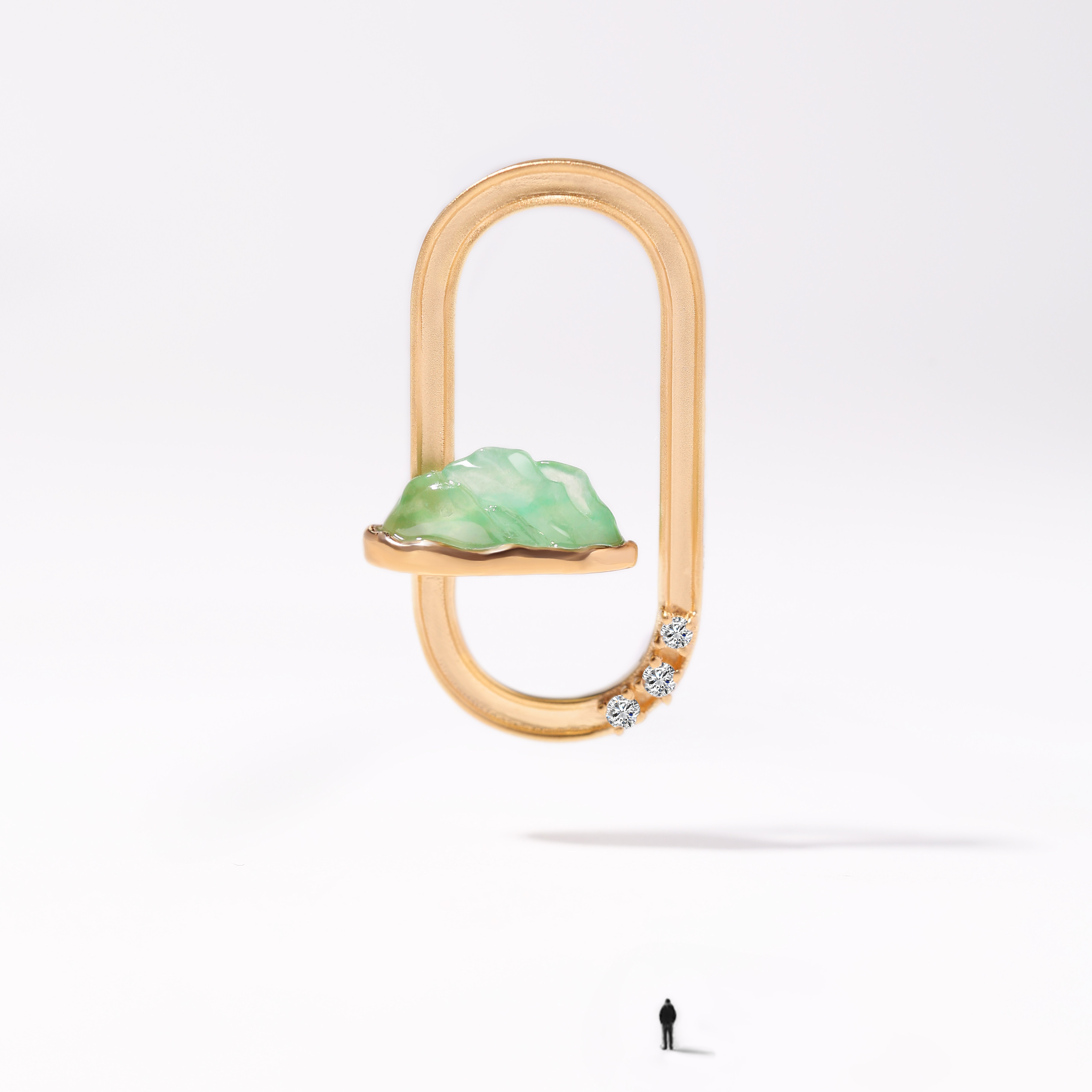 天空之城 极简留白设计山吊坠天然翡翠A货冰种甜绿阳绿中式18K金