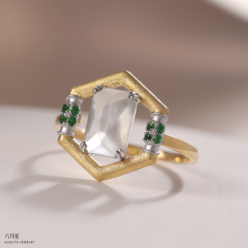 几何设计—六边形天然翡翠戒指
