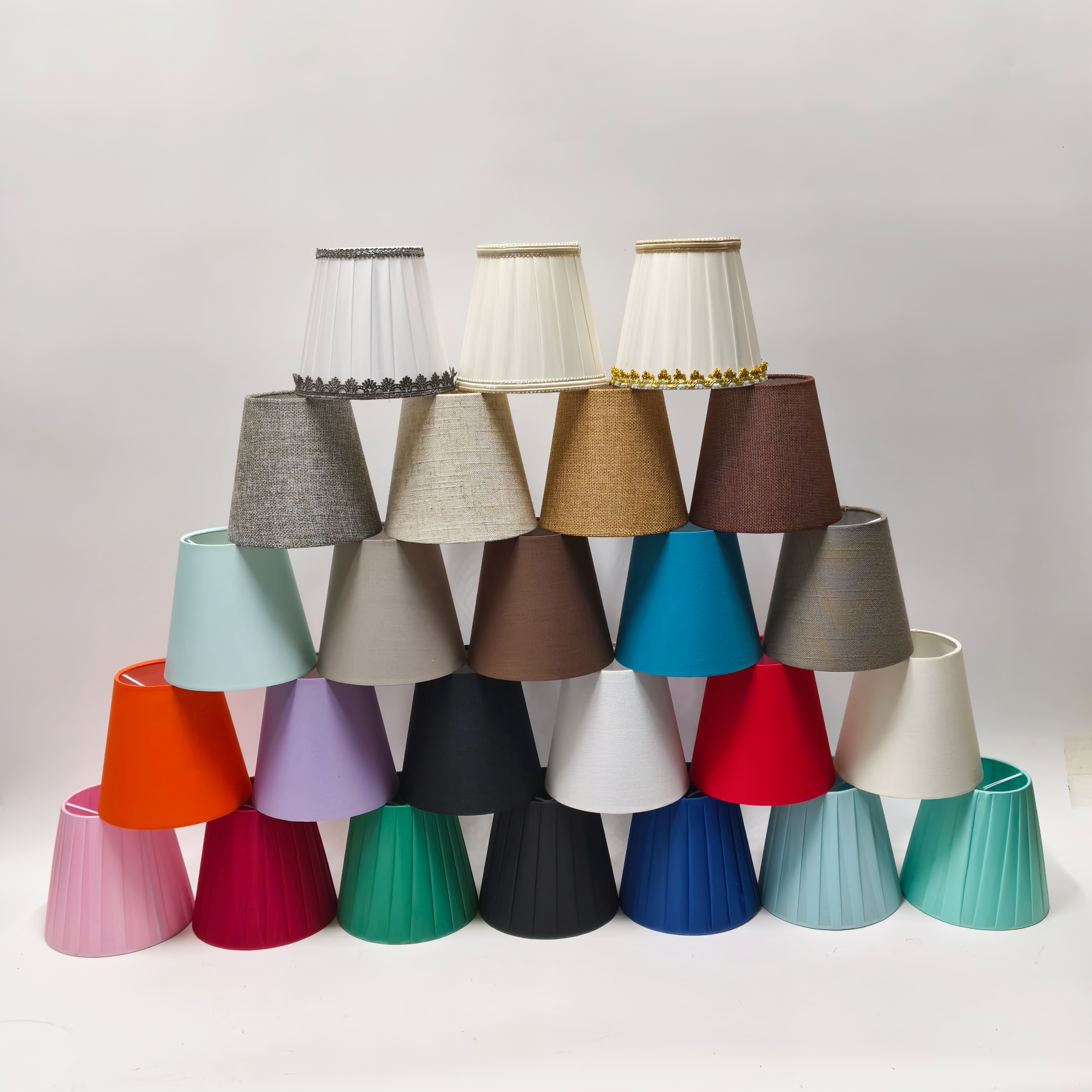 diy台灯灯罩外壳通用复古碎花亚麻布艺灯罩E27配件遮光夹泡圆形