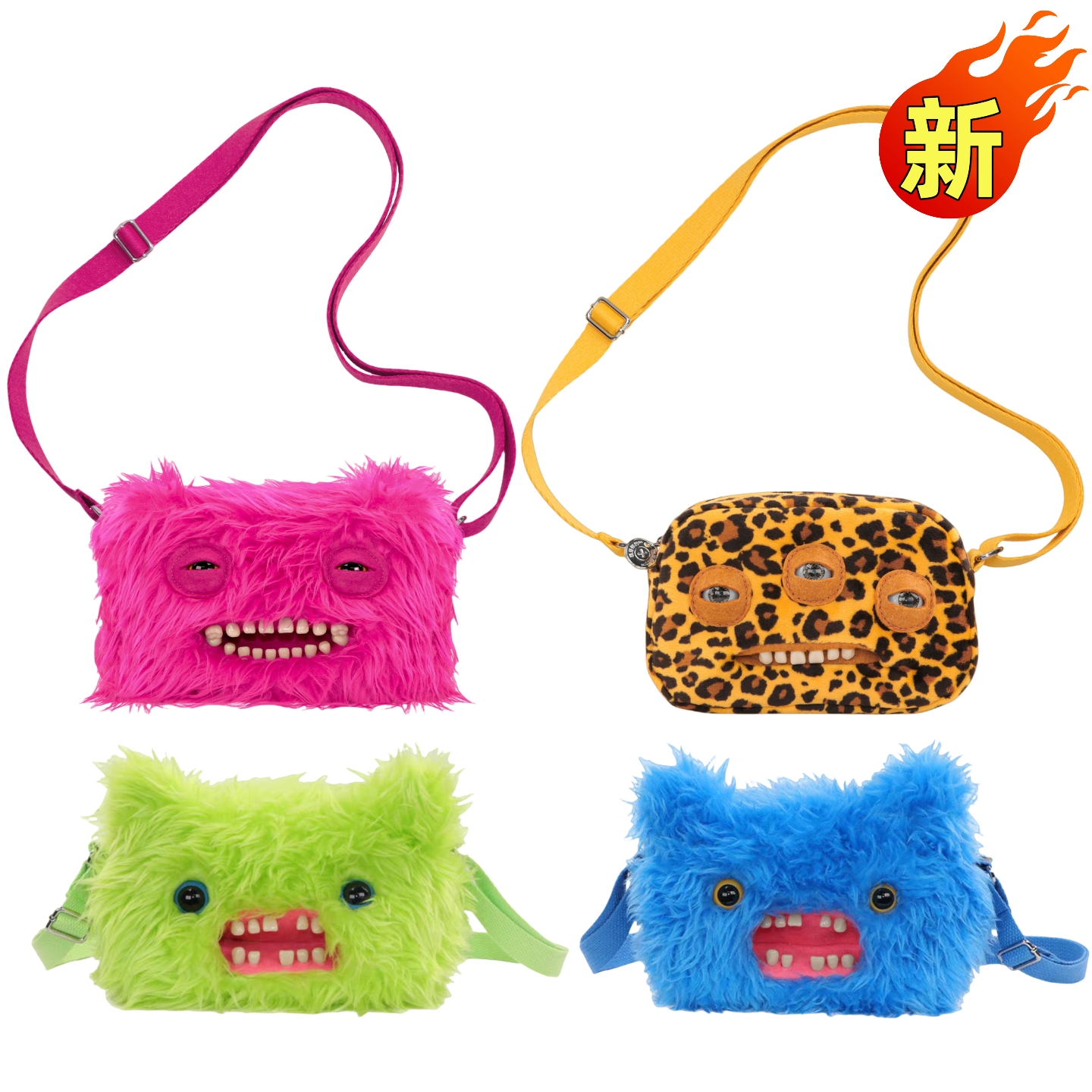 正版fuggler萌牙怪兽斜挎包放克牙宝大头系列背包可爱搞怪潮玩