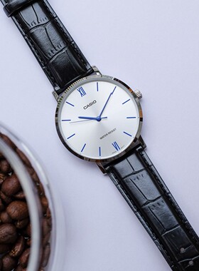 CASIO卡西欧休闲简约商务小黑表情侣男表MTP-VT01L-7B1