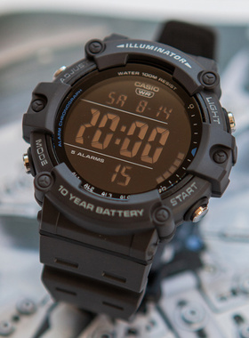 CASIO卡西欧正品新品运动大屏数显男表AE-1500WH-8B 防水10年电力