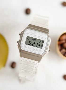 卡西欧手表新款透明表带数字情侣电子表女表男表F-91WS-2/4/7/8