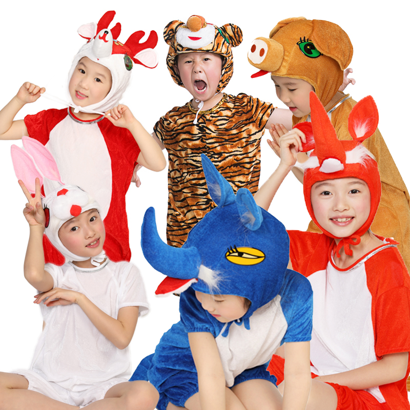六一儿童狐假虎威演出服课本剧道具服装狐狸老虎小鹿野猪动物装扮