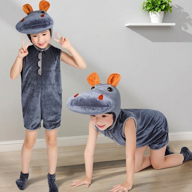 六一幼儿园舞台剧海洋动物环保走秀河马演出服儿童绘本剧服装夏薄