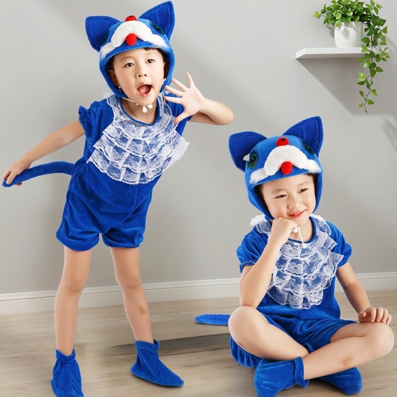 儿童猫捉老鼠话剧表演服小猫钓鱼