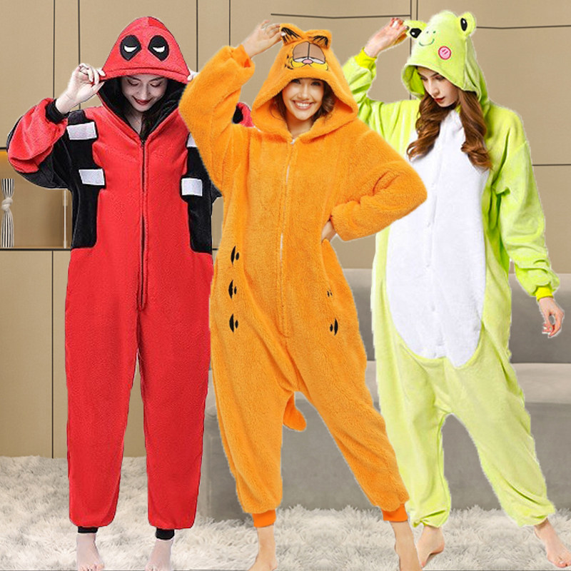 万圣节派对动漫角色扮演瑞恩加菲猫人偶服儿童服装睡衣亲子走秀绒