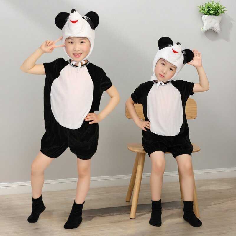 儿童动物造型衣服熊猫表演短袖夏