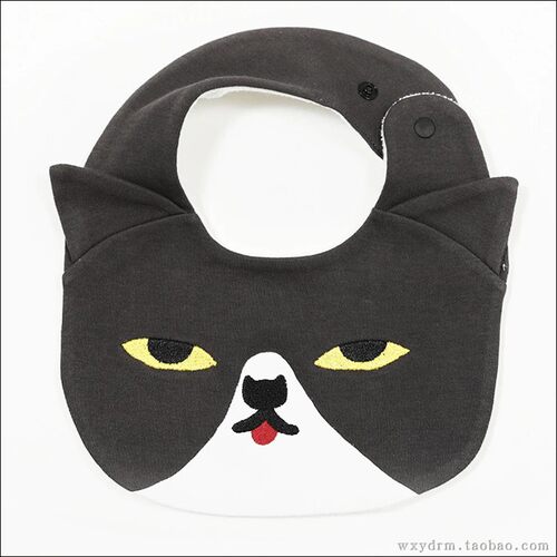 Graniph 正品 小猫咪 奶牛猫 宝宝口水巾围嘴巾小方巾 立体的耳朵