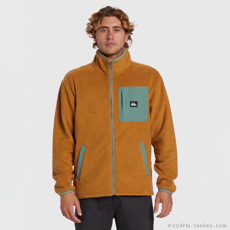 出口澳洲冲浪潮牌 quiksilver 户外运动保暖摇粒绒 抓绒机能外套