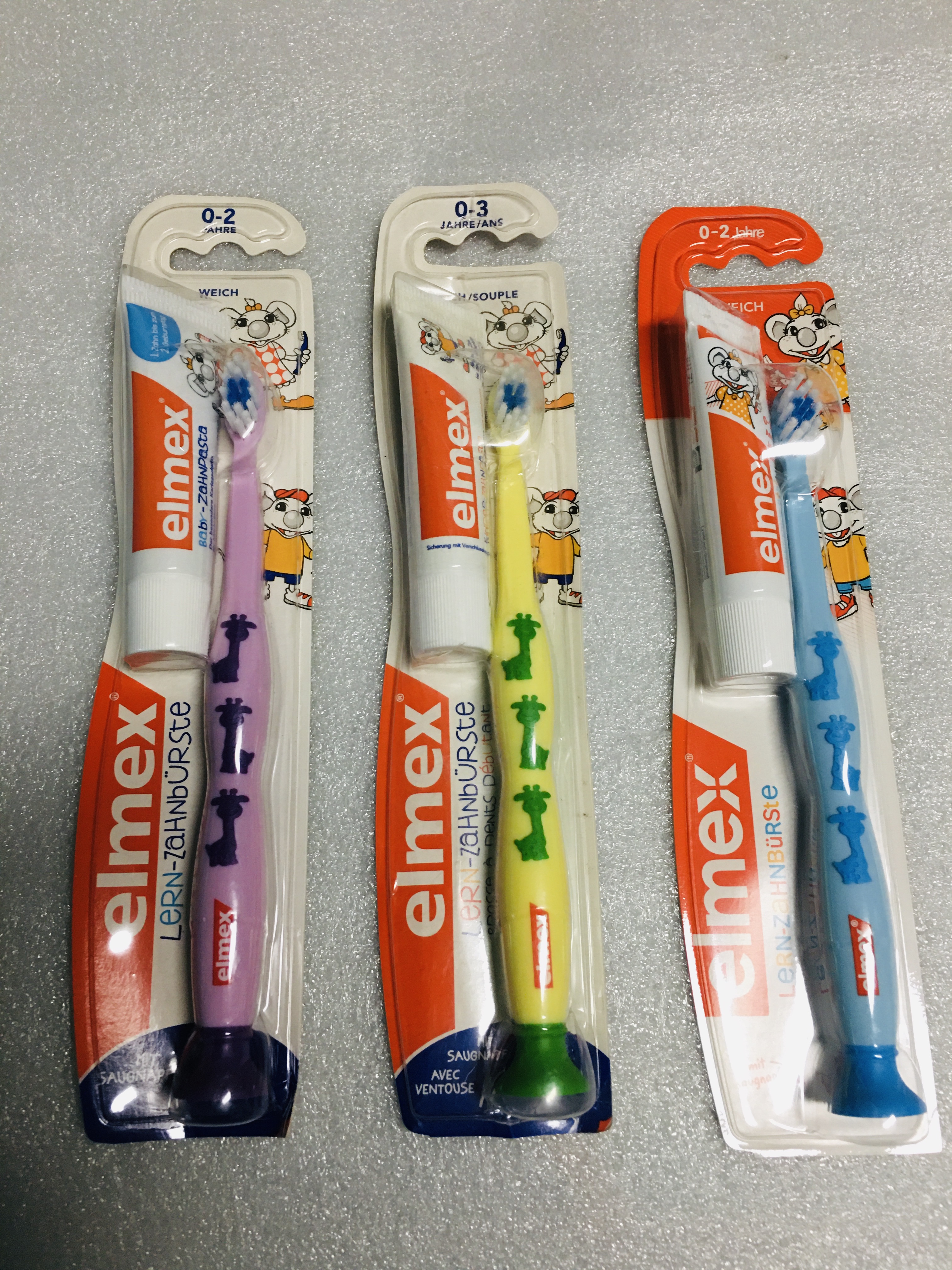 德国进口elmex婴幼儿童宝宝1-6岁乳牙护齿带吸盘站立式牙刷加牙膏