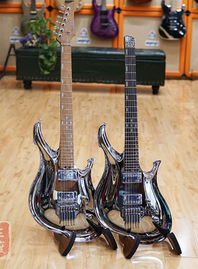 三度乐器KOLOSS X6 电吉他全铝合金琴电镀镜面夜光音点银色无头