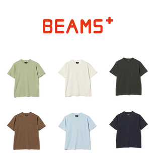 BEAMS PLUS 亚麻 套头T恤 日本 棉混纺透气舒适圆领口袋体恤衫 男