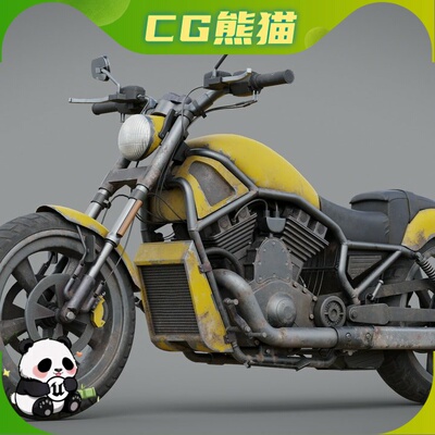 UE5.3-5.8 Motorcycle Rigged Vehicle  已绑定骨骼的摩托车模型