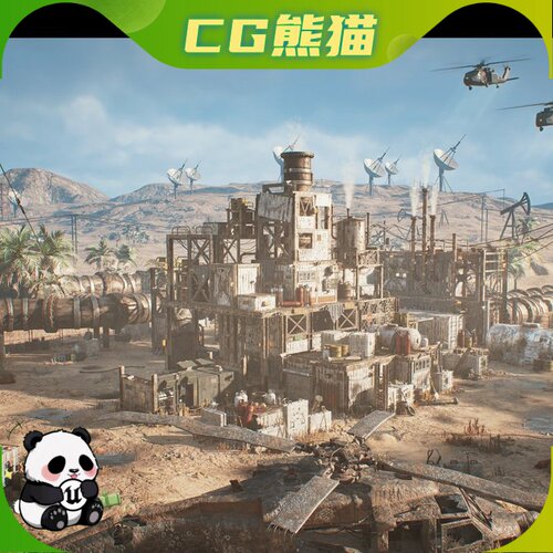 UE5.4-5.8 Desert Industrial Outpost Environment 沙漠工业前哨