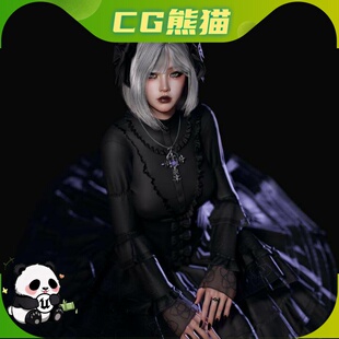 UE4虚幻5 Gothic Girl Lilith 哥特冷酷女孩角色模型 Unity FBX