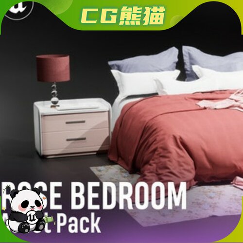 UE5.6-5.7 Rose Bedroom Asset Pack 玫瑰风格卧室模型 乐器咨询
