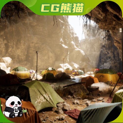 UE5虚幻5 Survival Camp 游戏洞穴帐篷营地生存环境场景