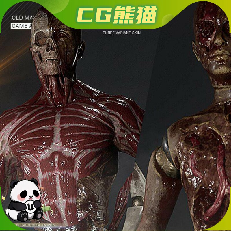UE5虚幻5 Old Mannequin Phase Mega Bundle 01 人体剥皮模型