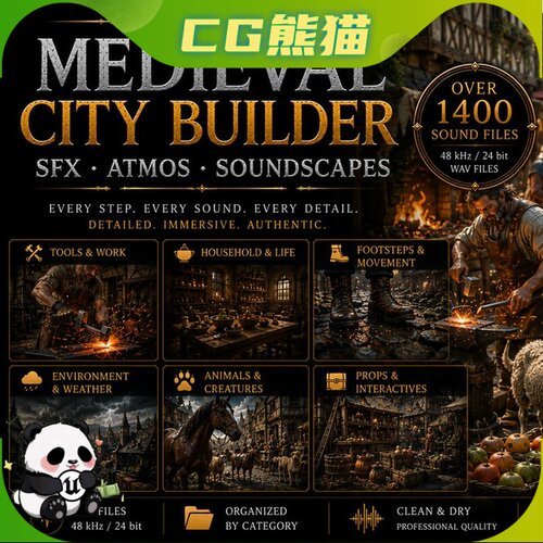 UE5虚幻5 Medieval City Builder SFX Atmos Soundscapes 音效