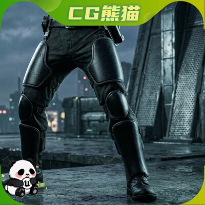 MH文件Black Armored Tactical Pants with Heavy Leg Protection