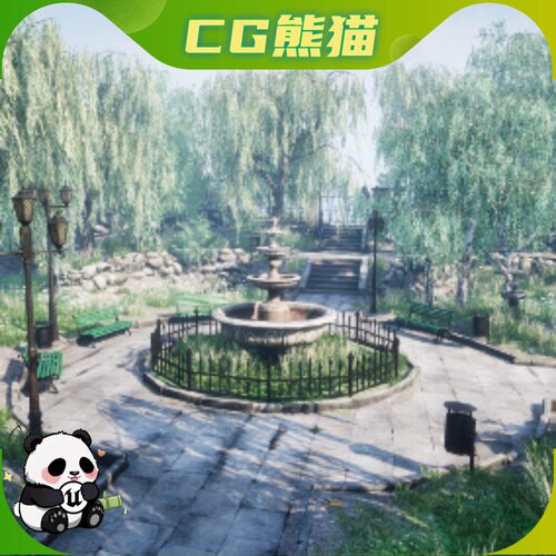 UE4虚幻5 Park Photo Scanned Assets 写实公园园林花园喷泉