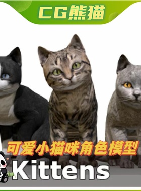 UE4虚幻5 Kittens pack 可爱小猫幼年猫角色模型带动画