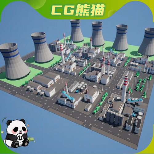 UE5.2-5.7+unity Modular Low Poly Factory 低多边形工厂 乐器