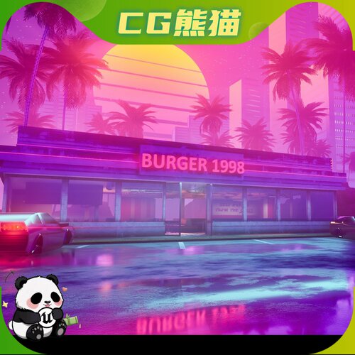 UE5虚幻5.1-5.8 Synthwave World Kit 合成波风格素材包