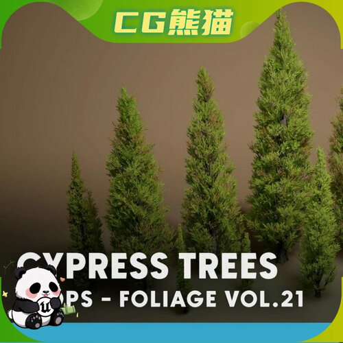 UE5虚幻5 Foliage VOL.21 - Cypress Trees 高质量柏树道具模型