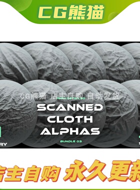 Artstation素材 10 Scanned Cloth Alphas 03 扫描布料