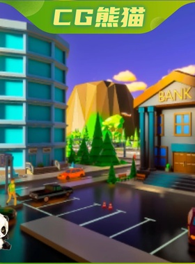 UE5虚幻5 Megapolis_LowPoly Style 卡通模块化城市建筑场景