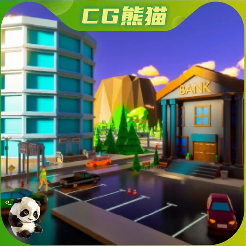 UE5虚幻5 Megapolis_LowPoly Style 卡通模块化城市建筑场景