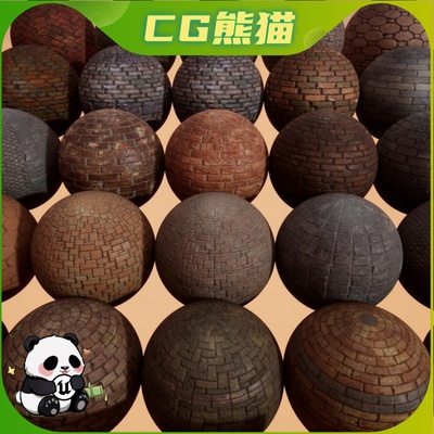 UE4虚幻5 Brick Materials Vol.1 地面墙面砖头地板贴花材质