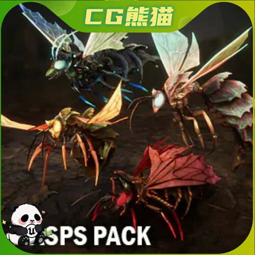 UE4虚幻5 Wasps pack 地狱黄蜂怪物角色模型带动画