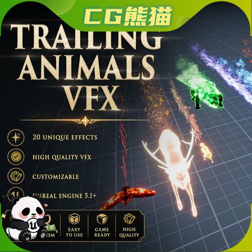 UE5.1-5.8 Trailing Animals FX 动物形象拖尾特效