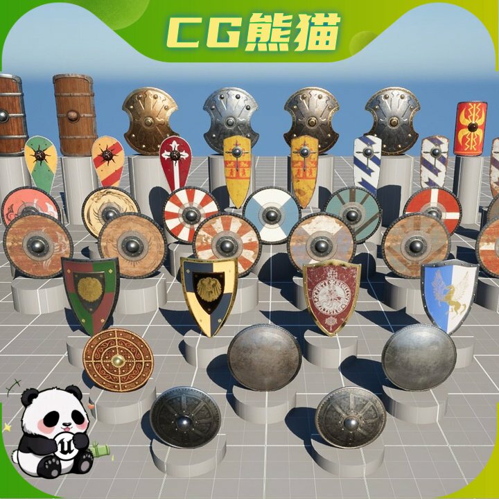 UE5.4-5.8 Medieval Shields Prop Pack 中世纪盾牌道具模型包