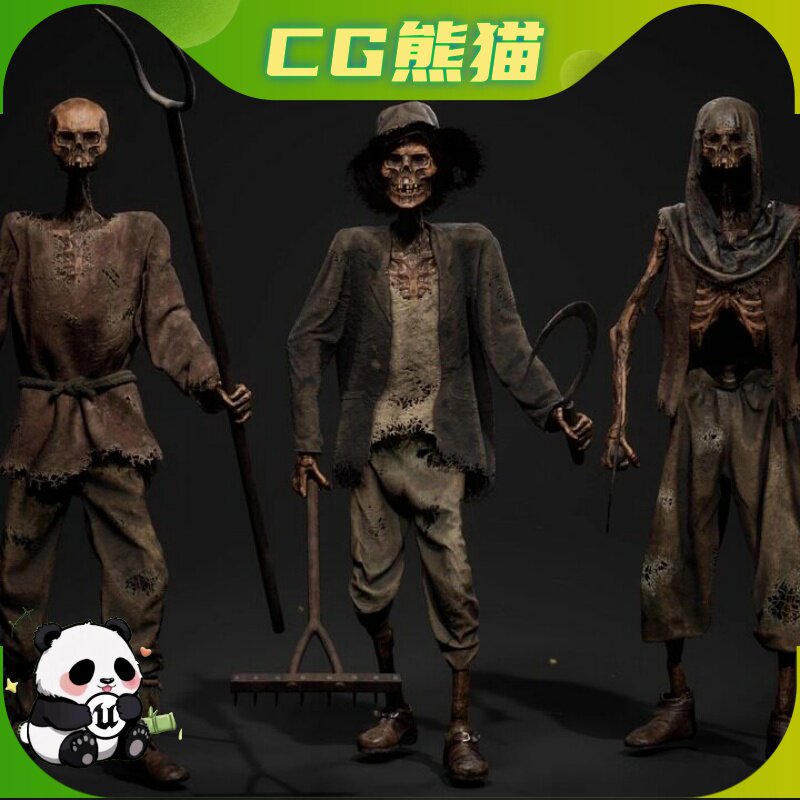 UE4虚幻5 Medieval Persant Skeleton Modular 中世纪骷髅士兵