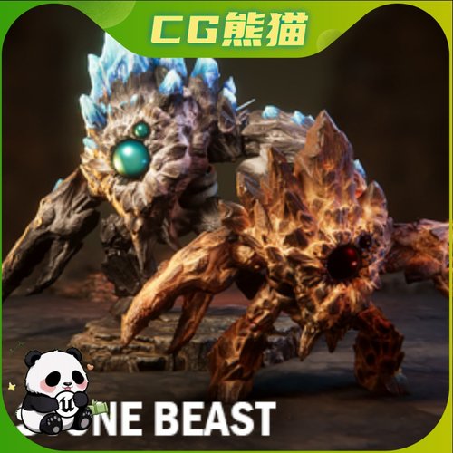 UE5虚幻5 Stone beast 石头人怪兽角色带动画幻想生物包