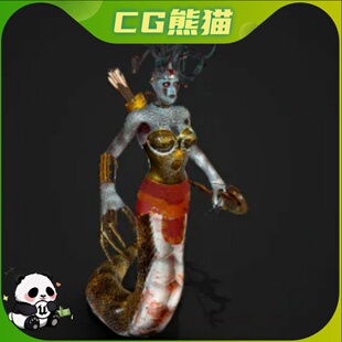 UE4虚幻5 低多边形美杜莎角色带动画 Medusa