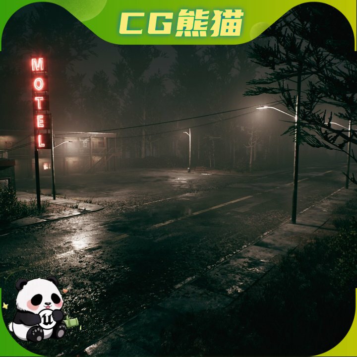 UE5虚幻5.1-5.8 Roadside Motel 恐怖游戏公路旁路边汽车旅馆场景