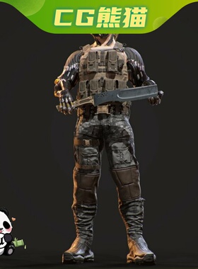 UE4虚幻5 Cyborg Mercenary 赛博未来末日游戏机械雇佣兵角色模型