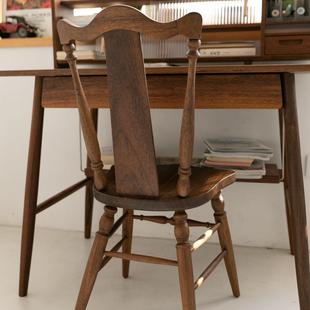 ZAKKA咖啡店杂货中古全实木柚木餐椅北欧法式日式椅子复古餐椅